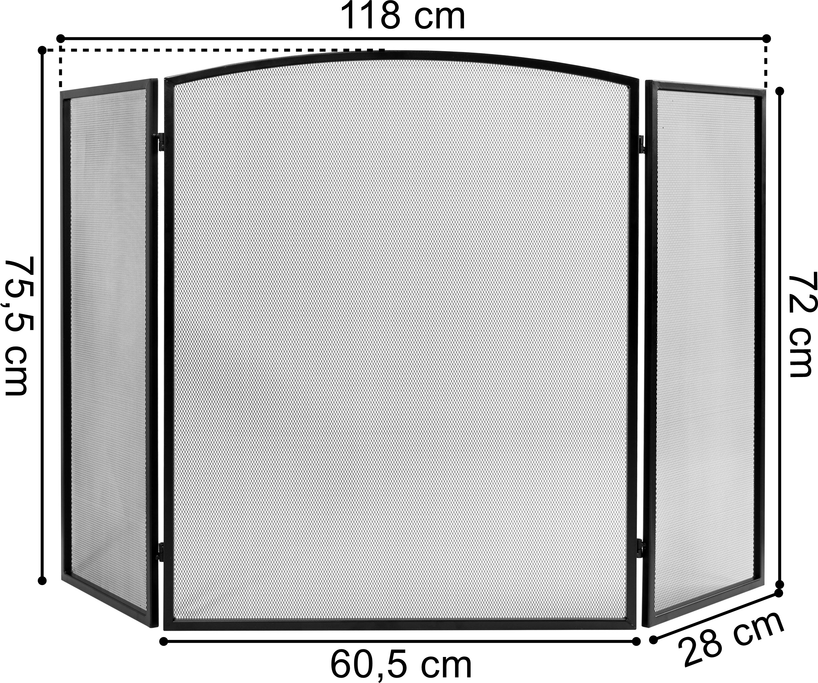 Duża osłona kominkowa ekran WESTA 118 cm