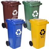 Komplet pojemników na odpady 120l żółty, niebieski, zielony, brązowy